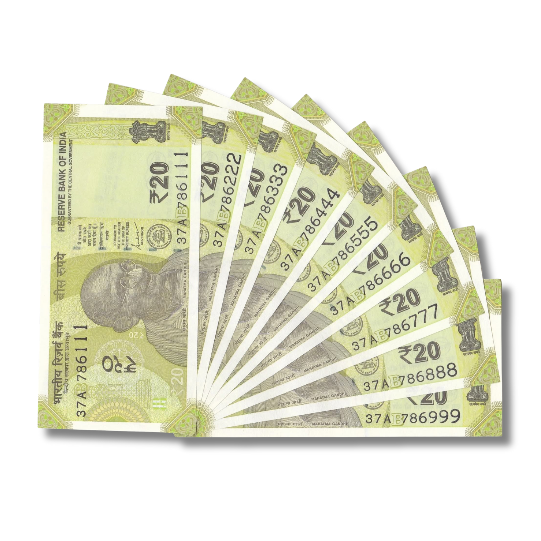 Rs 20 new 786111 to 786999 holy bismillah number set governor shakti kant das unc condition