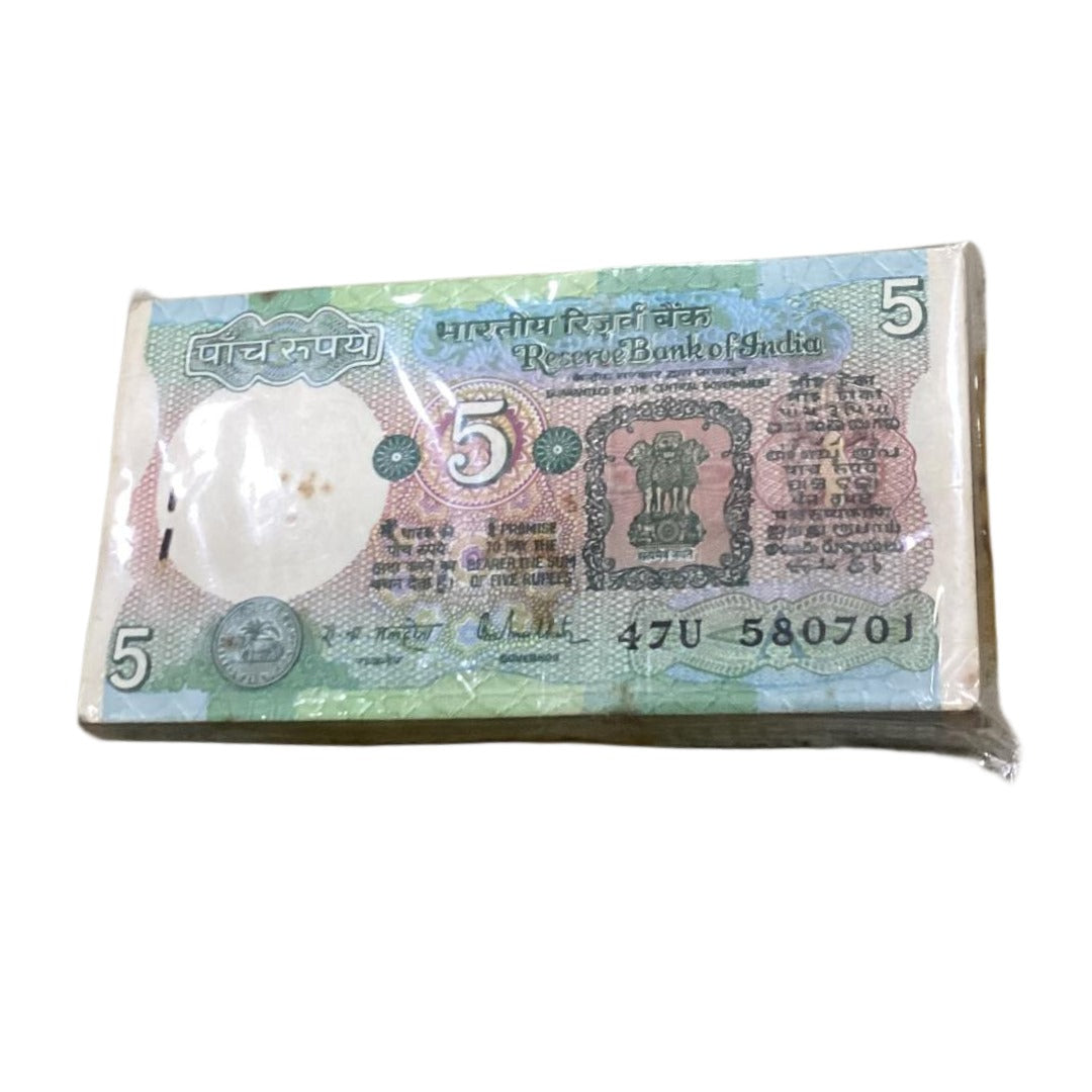 Rs 5 Note Tractor Packet Serial 580701 Ending 786 - 580786 | Signed by Bimal Jalan Rare Collectible