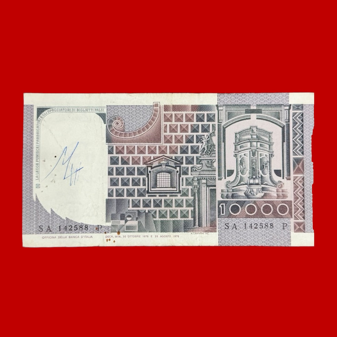 Italy 10,000 Lire 1976 Banca d Italia Rare Collectible