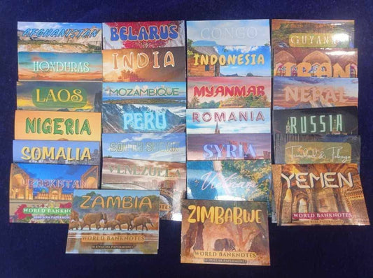 Rare
SET OF 50 DIFFERENT COUNTRY BANKNOTES WITH BEAUTIFUL FOLDER - Collection Bazzar