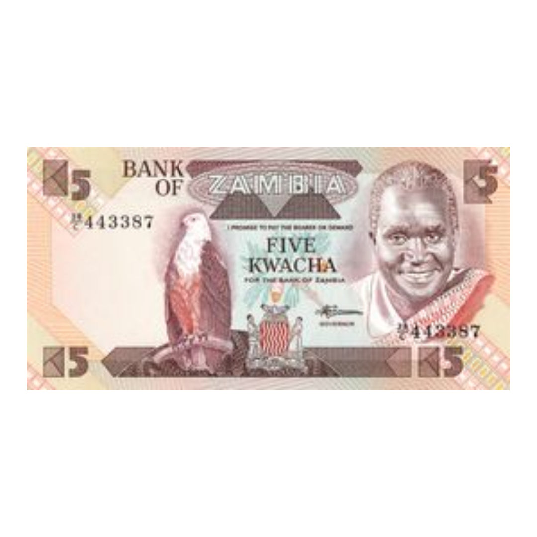 Zambia 5 Kwacha Back President Kenneth Kaunda - Collection Bazzar