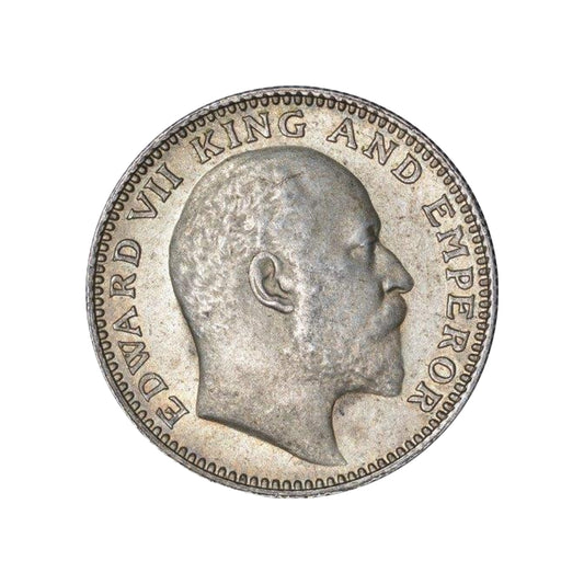 1906 India half rupee silver coin featuring King Edward VII with floral wreath reverse, British India collectible silver coin.
