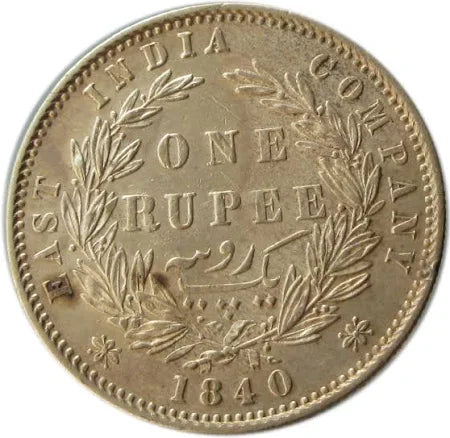 One Rupee Silver Coin 1840 East India Company Queen Victoria-2