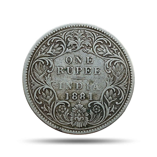 One Rupee 1881 Silver Coin Victoria Empress British India Rare Collectible-2