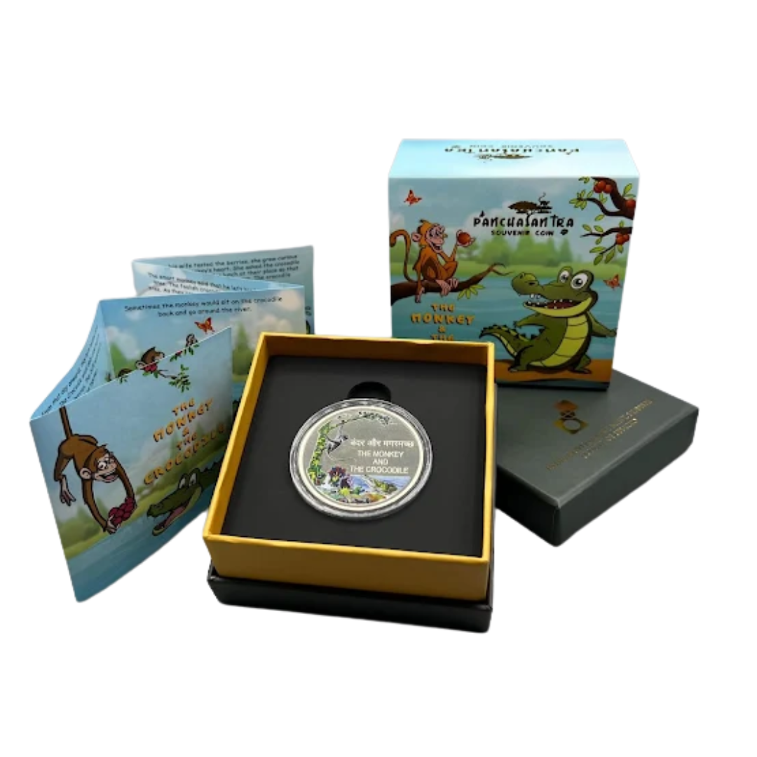Panchatantra Souvenir Coin – The Monkey and The Crocodile Collectible with Box and Booklet