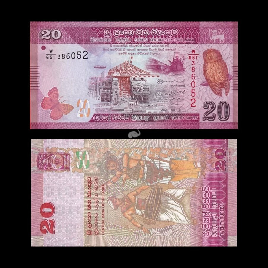 Sri Lanka 20 Rupees Banknote UNC Unique and Rare Collectible