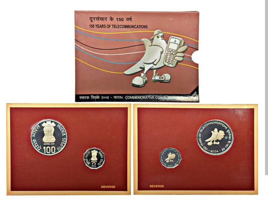 150 Years of Telecommunications 2004 Proof Coin Set | India Commemorative Coins | Rare Collectible Mint Set