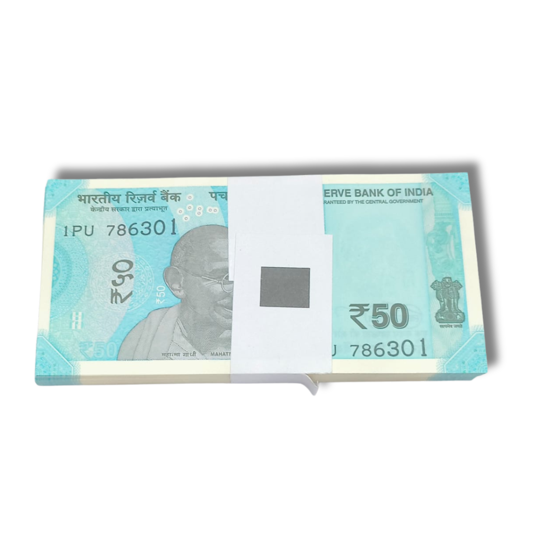 Rs 50 Note Packet 786301 to 786400 Holy Bismillah 786 Series UNC