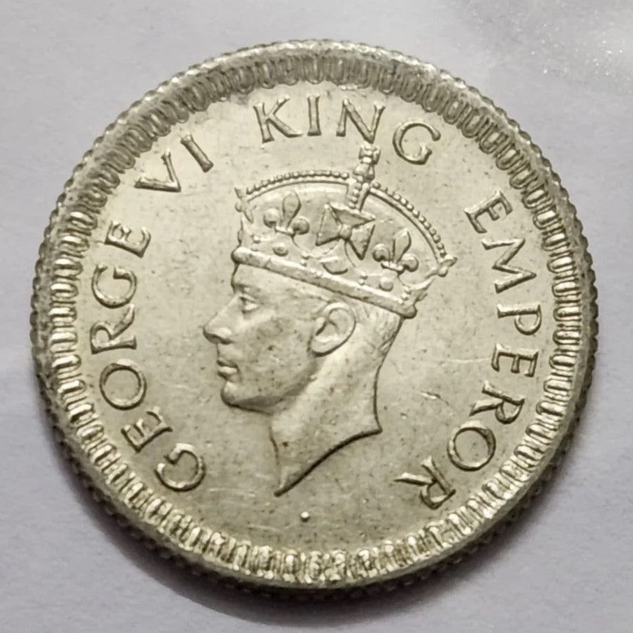 Quarter Rupee 1/4 Silver Coin 1942 George VI King Emperor Rare