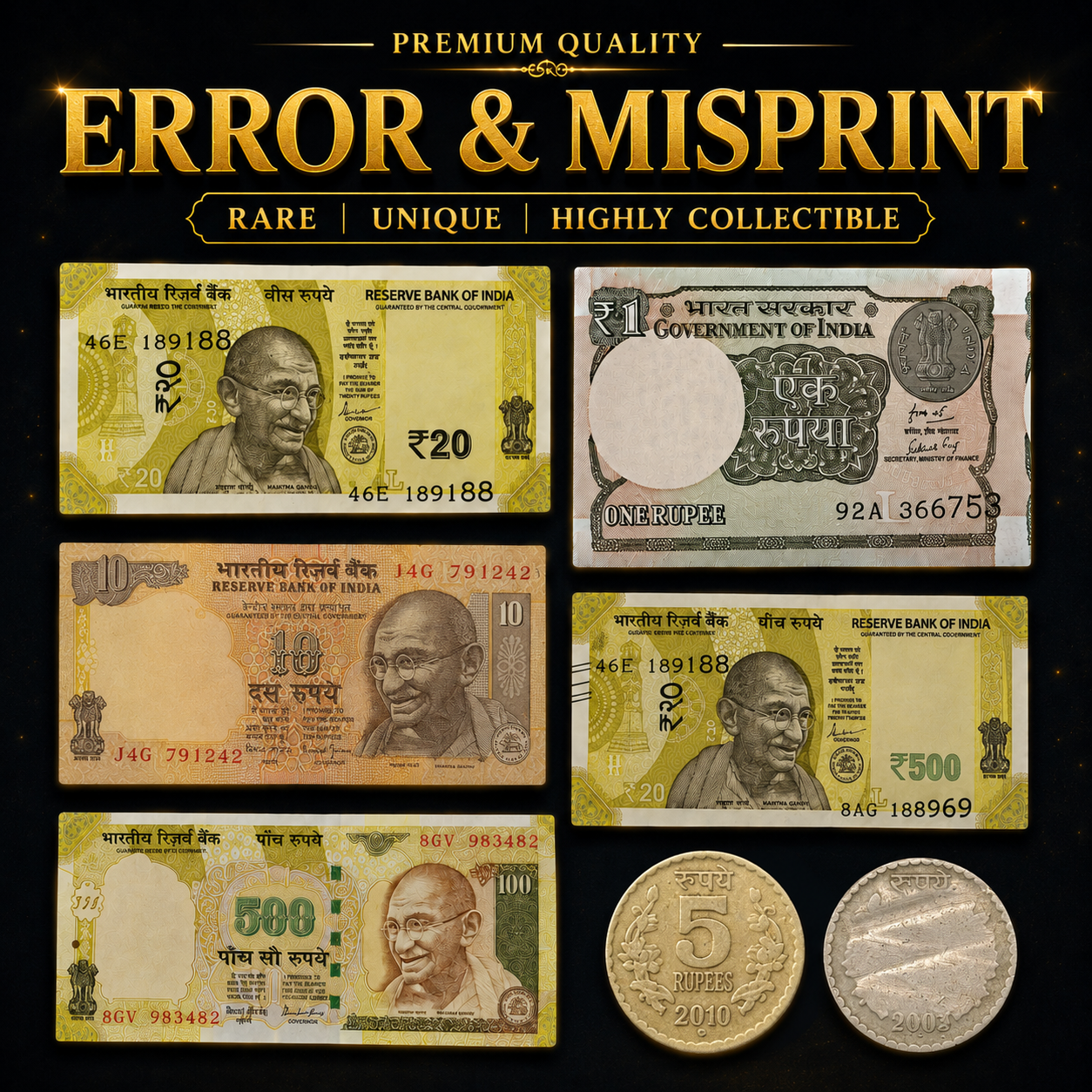 Indian 500 rupee collectible currency note in an open envelope on white background