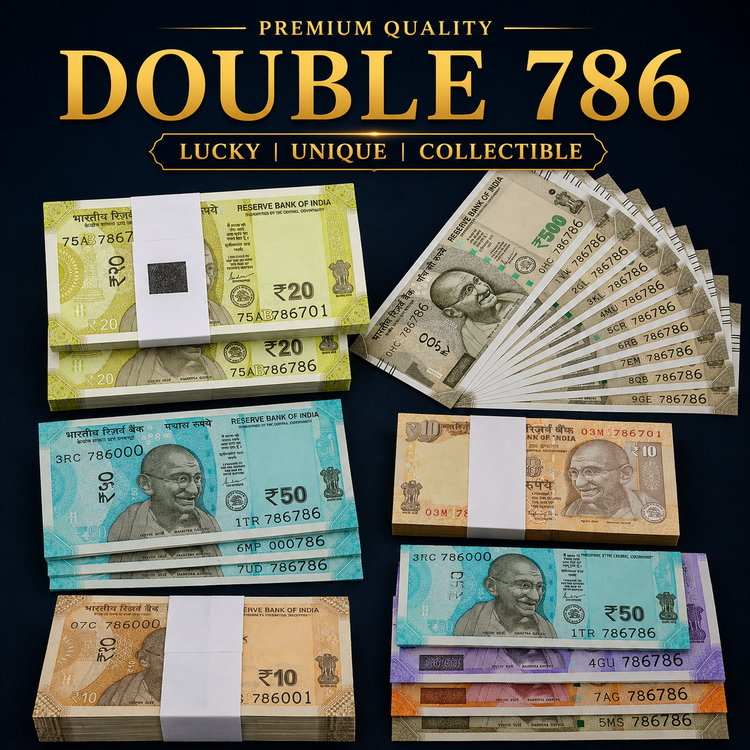 Rare Double 786 Banknotes, 786786 Serial Number Currency Notes, Indian Paper Money Collection, Lucky Number Notes, Bismillah Number Notes, Collectible Currency Notes India