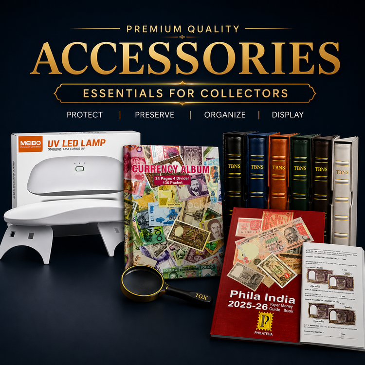 Indian Coin and Currency Accessories, Currency Note Albums, Coin Storage Binders, UV LED Note Detector Lamp, Paper Money Guide Book and Collectors Supplies by Collection Bazzar