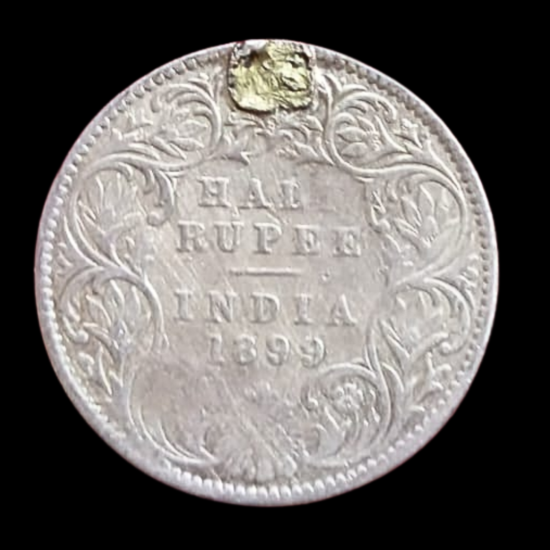 1/2 Half Rupee Victoria Empress 1899 Silver Coin Collectible - Collection Bazzar