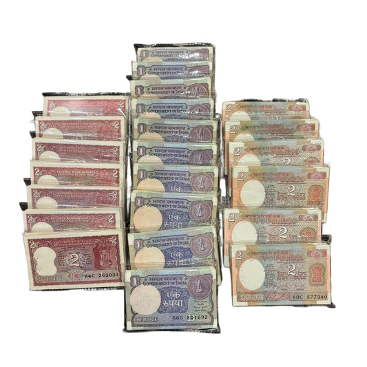 1 & 2 RS UNC NOTES 100 NOTE PRICE MENTION BROKEN BUNDLES AND UNSERIAL LOT - Collection Bazzar