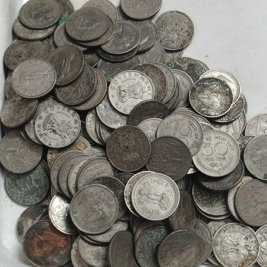 1/4 Rupee and 1/2 rupee 1947 48 49 50, All mix 2 Magnetic total 50 -50 piece both - Collection Bazzar