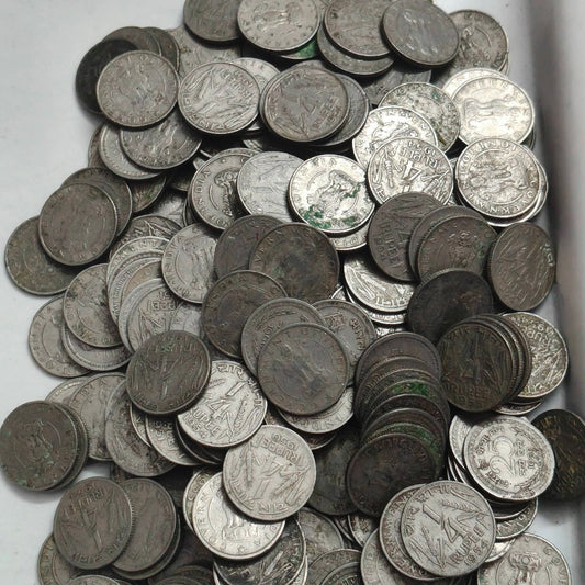 1/4 Rupee and 1/2 rupee 1947 48 49 50, All mix 2 Magnetic total 50 -50 piece both - Collection Bazzar