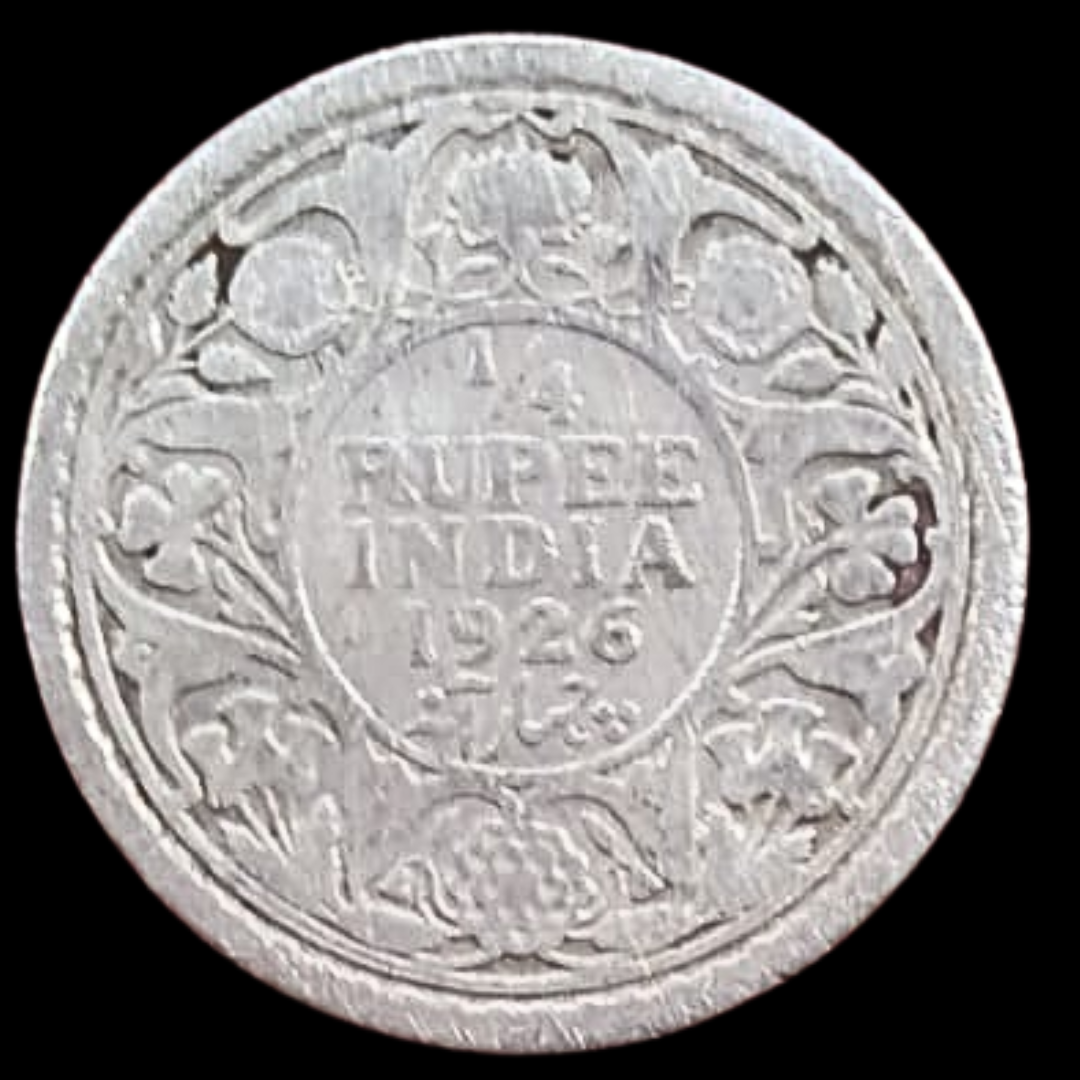 1/4 Rupee George V King 1926 Silver Coin Collectible - Collection Bazzar