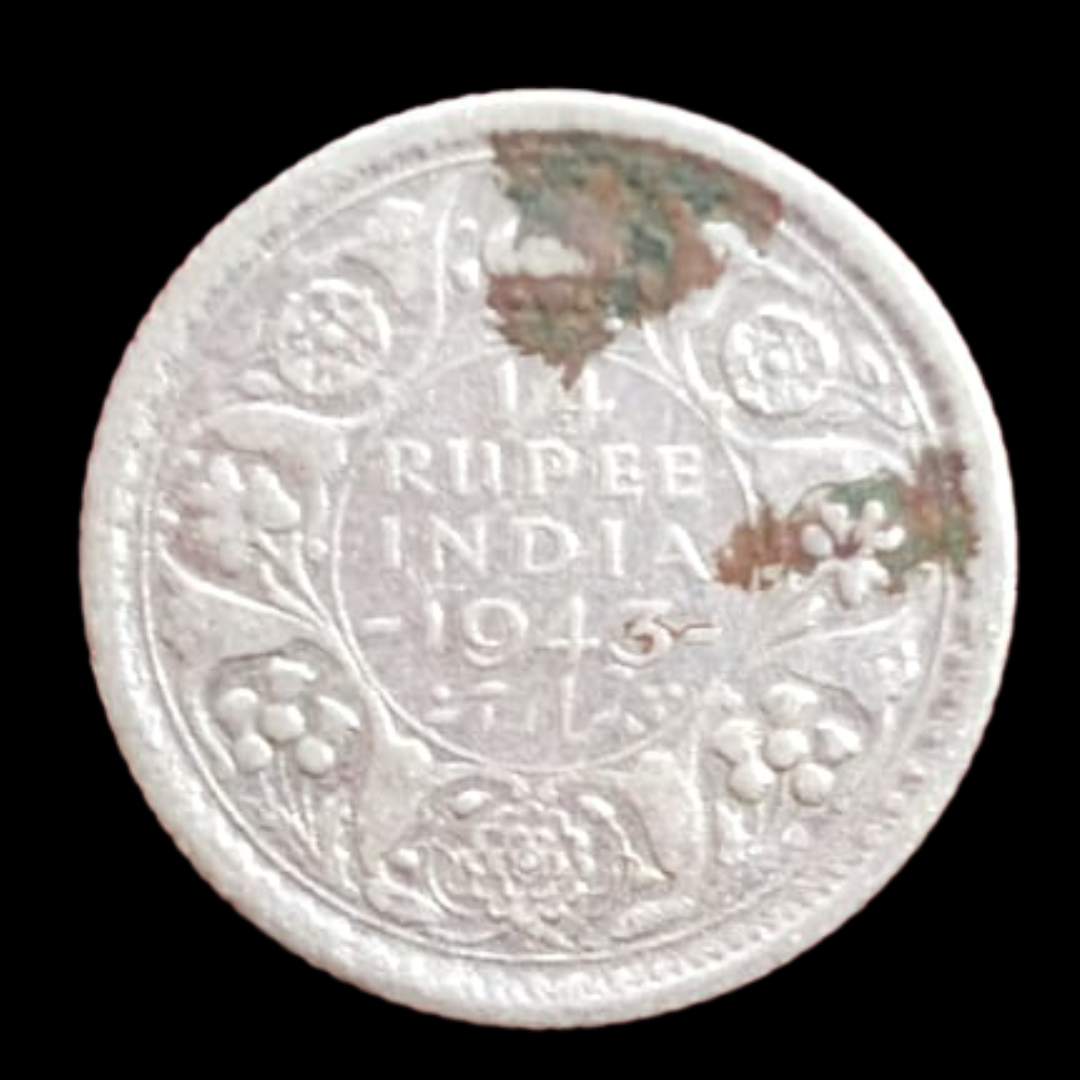 1/4 Rupee George VI Emperor Silver Coin 1943 Collectible - Collection Bazzar