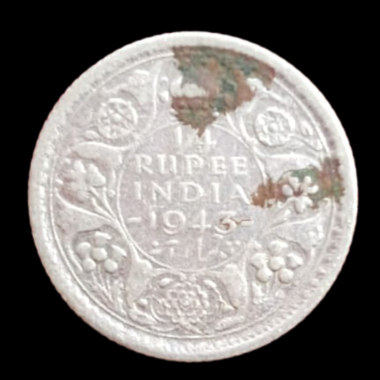 1/4 Rupee George VI Emperor Silver Coin 1943 Collectible - Collection Bazzar