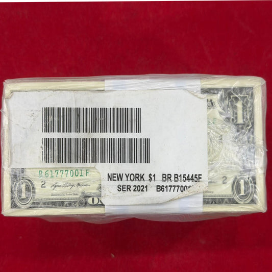 New York $1 Federal Reserve Note – Series 2021 Strap (100 Notes) - Collection Bazzar