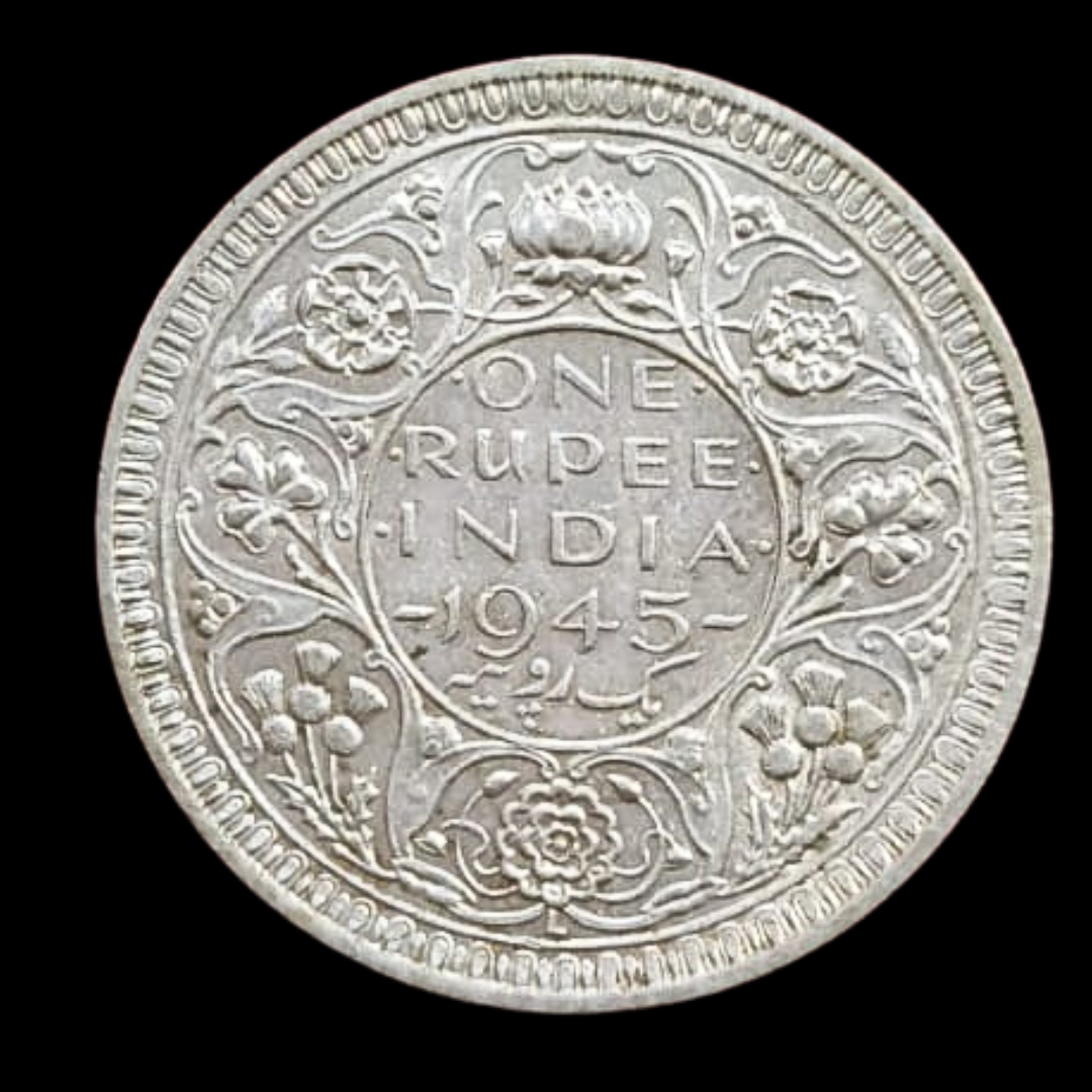 1 Rupee George VI King Emperor 1945 Silver Coin Collectible - Collection Bazzar