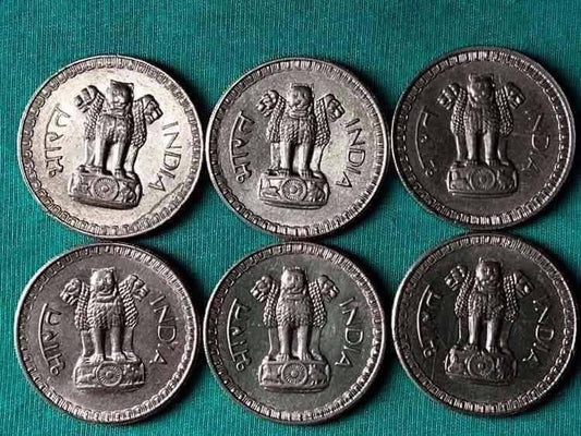 1 Rupees Big Dabbu Coin Most Demanding Year 1962 Calcutta Mint Top Condition qty 6 PCs - Collection Bazzar