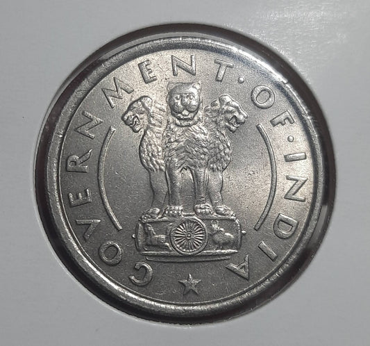 1 Rupee Coin India 1954 Bombay Mint Nickel Wheat Ears Design Excellent Condition
