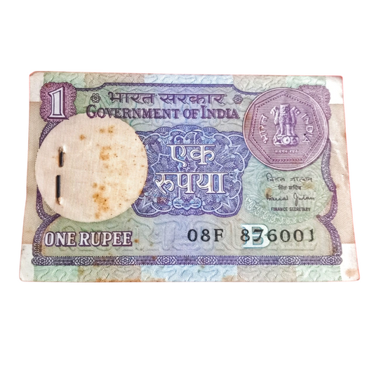 1 Rupee Note India Bimal Jalan Sign Holy Number 08F 876001 UNC Condition