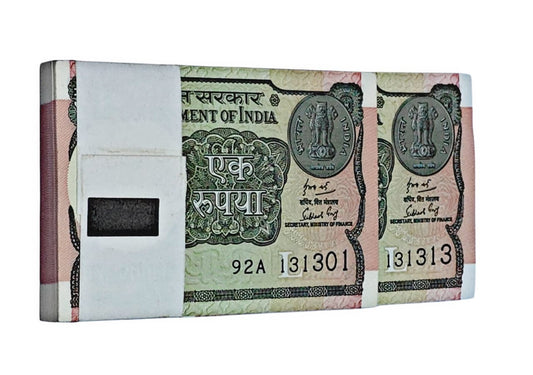 ₹1 note 100 pieces bundle with rare triple 13 serial numbers 131301 to 131313 collectible currency India
