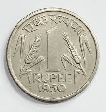 1 Rupee Wheat Ear Coin India 1950 Nickel Collectible
