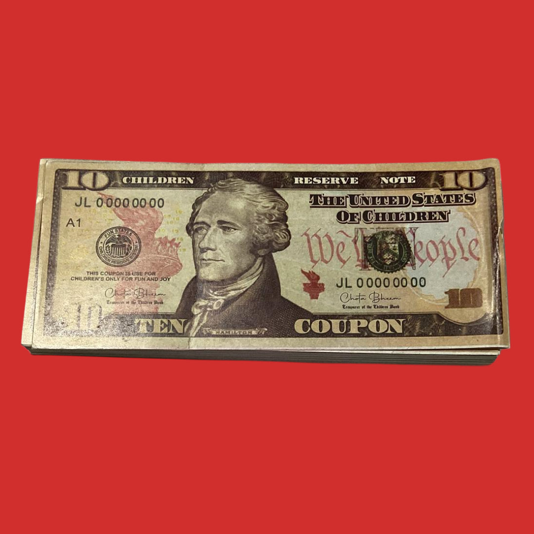 10 Dollar Coupon Children Bank 50Notes Packet Children Play - Collection Bazzar