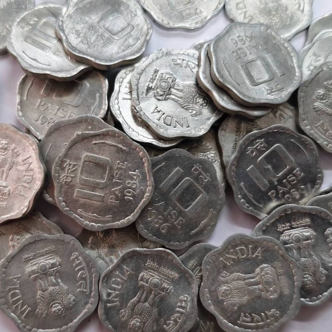 10 Paise Small Coin 50 Piece Alluminium Magnisium Mix Mint Mix Year - Collection Bazzar