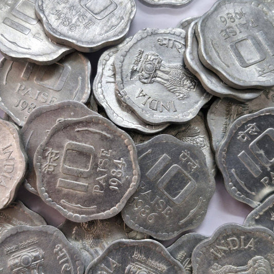 10 Paise Small Coin 50 Piece Alluminium Magnisium Mix Mint Mix Year - Collection Bazzar