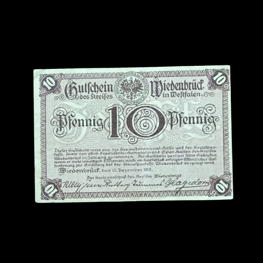 10 Pfennig Notgeld district of Wiedenbrück in Westphalia 1919 - Collection Bazzar