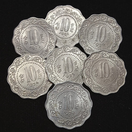 10 paisa aluminium (satyamev jayate) 100 pieces lot mix year unc rare collectible - Collection Bazzar
