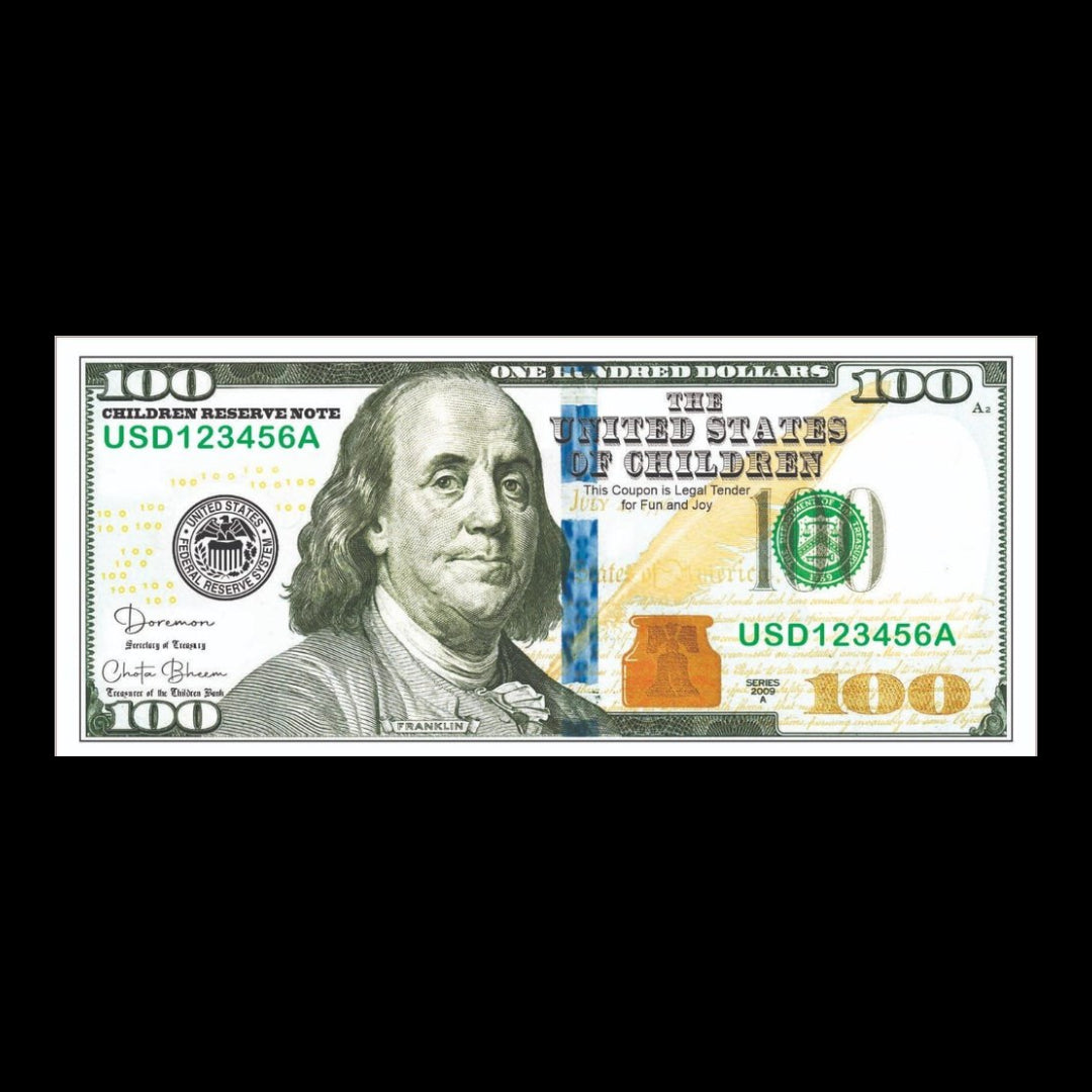100 Dollar Coupon Children Bank 50 Notes Packet Children Play - Collection Bazzar