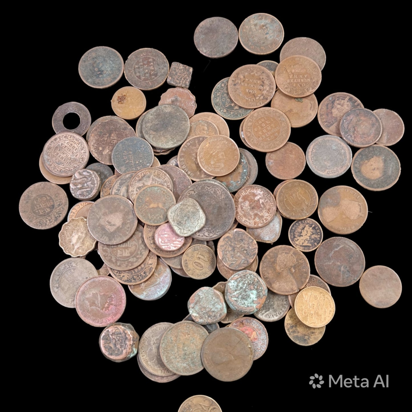 100+ Year Old Mughal & British India Coins Lot: George V, Victoria, Anna - Collection Bazzar