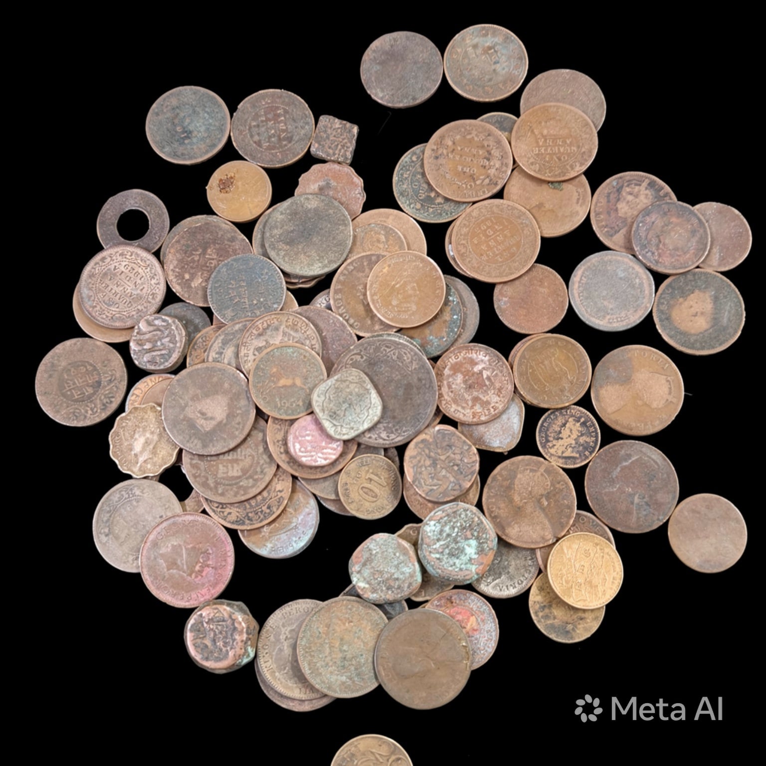100+ Year Old Mughal & British India Coins Lot: George V, Victoria, Anna - Collection Bazzar