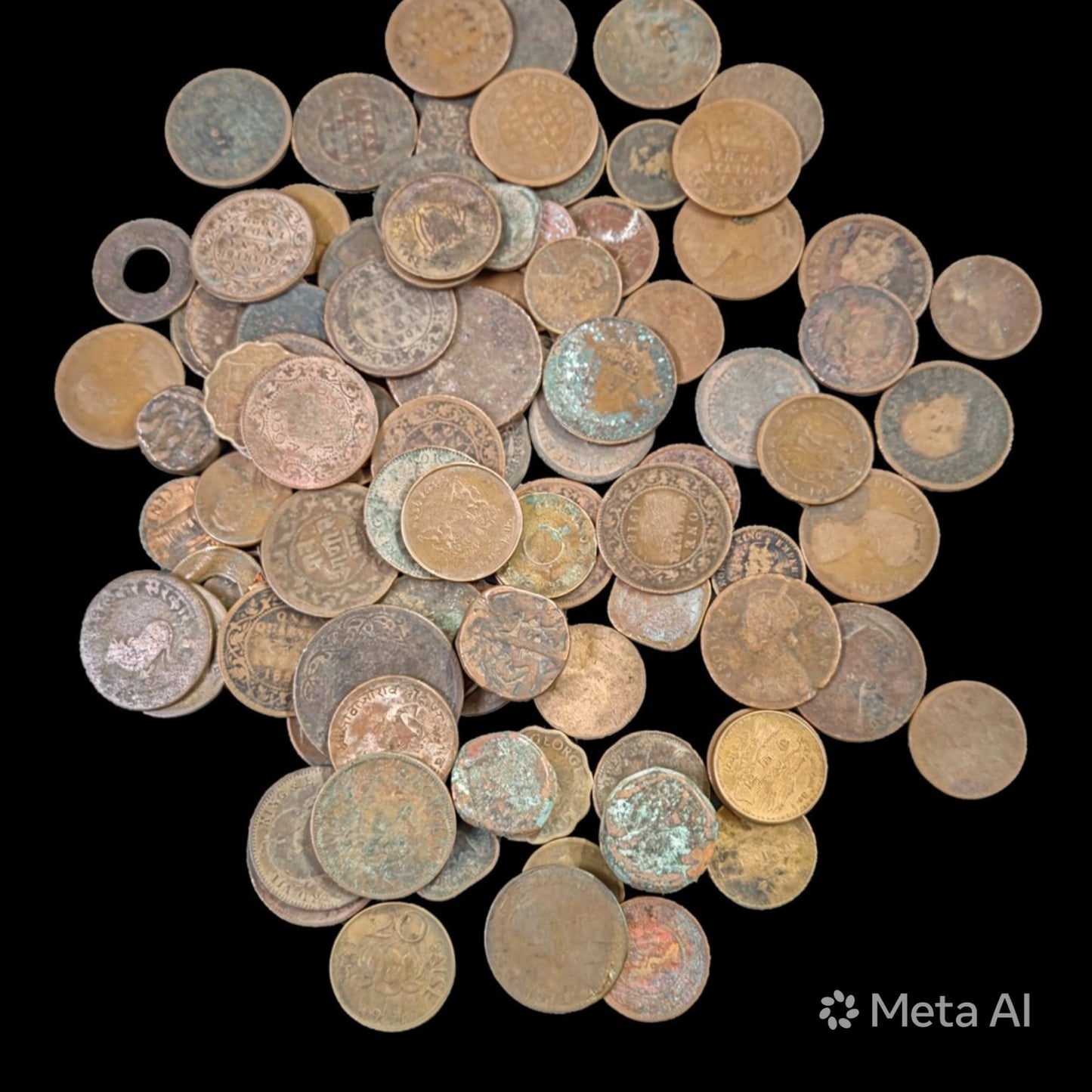 100+ Year Old Mughal & British India Coins Lot: George V, Victoria, Anna - Collection Bazzar