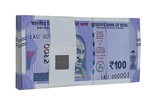 ₹100 2025 year 000001 serial number fancy unique 100 notes packet in UNC condition