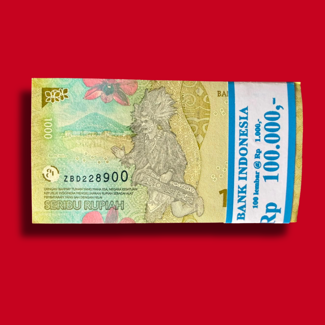 1000 seribu rupiah Indonesia Tjut Meutia 100 Notes Packet - Collection Bazzar