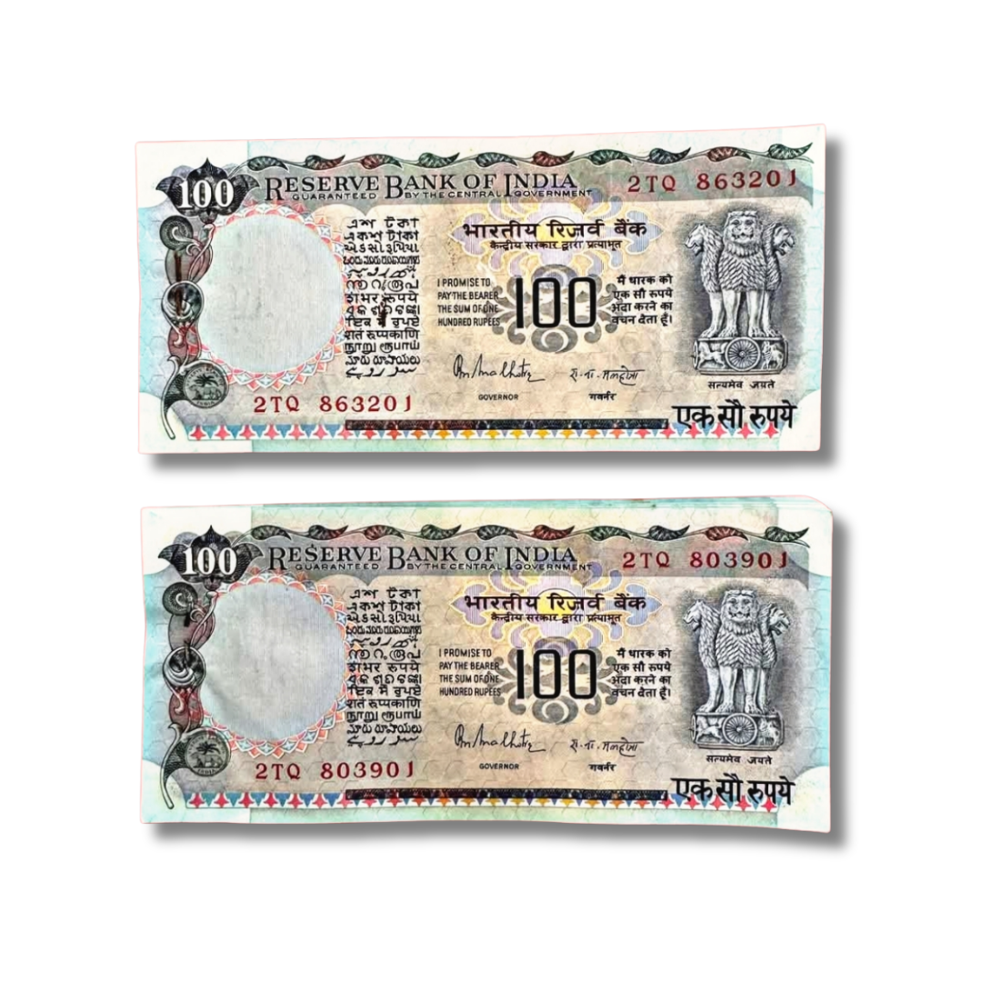 ₹100 Black Beauty Cobalt Issue | R.N. Malhotra | Full Serial Packet of 100 Notes