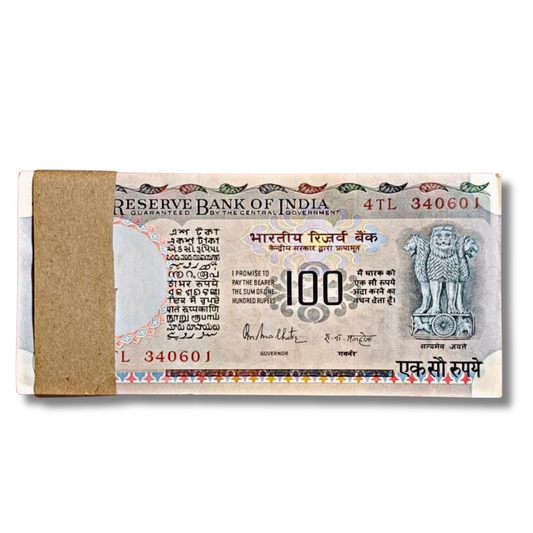 ₹100 Cobalt Note Packet | Prefix 4TL Serial 340601–340700 | Reverse 786 Holy Number Included