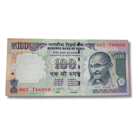₹100 Old Issue Note – Prefix 6GT | Serial 786000 | Holy Bismillah Number | UNC | D. Subbarao