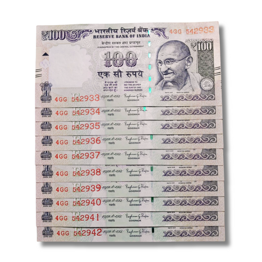 ₹100 Old Issue Telescopic Series – 4GG Prefix 542933–542942 | 10 Note Set