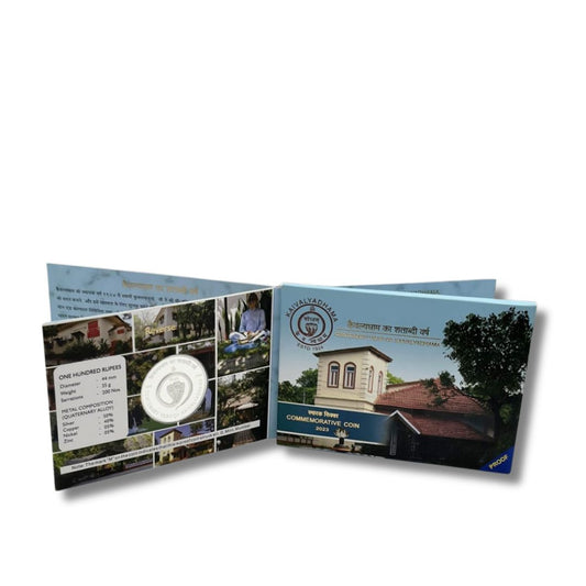 ₹100 Proof Coin – Kaivalyadhama Centenary Year | Official Folder Pack | Government Mint

