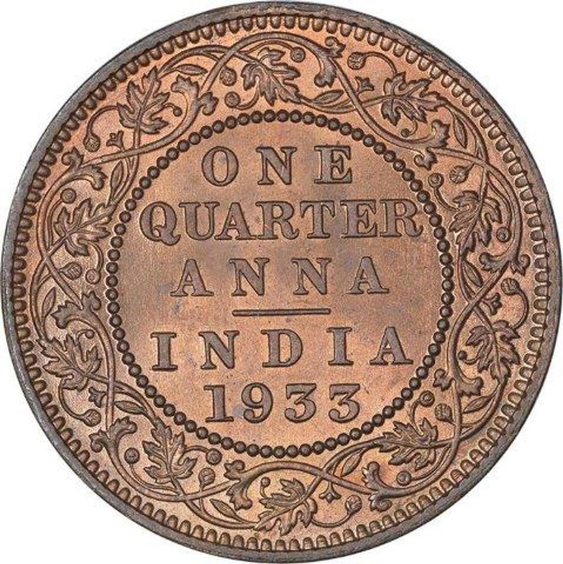 One Quarter Anna 1933 George V King Given Different Good Condition