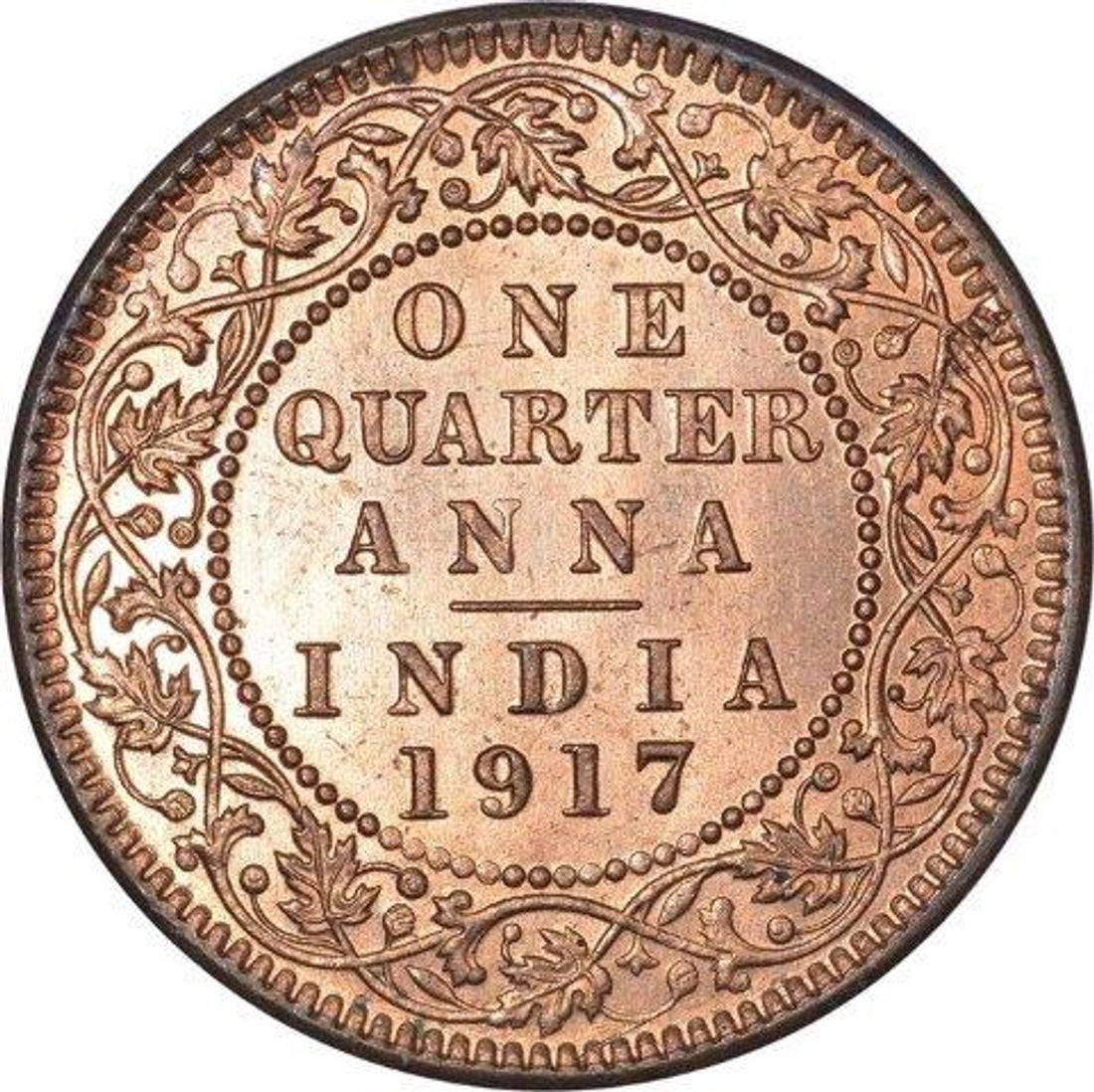 One Quarter Anna 1917 George V King Given Different Good Condition