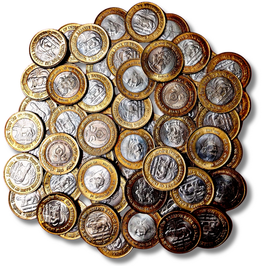 10 Rupee Commemorative Coins Mixed Theme Mata Vaishno Devi, Yoga Day, Reserve Bank & Homi Bhabha Zem UNC Coins As Per Image Total 60 Coins