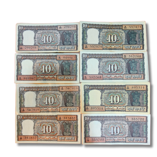 ₹10 Old Black Boat Note Packet | Mixed Governors | Rare Unserial | GEM UNC Condition